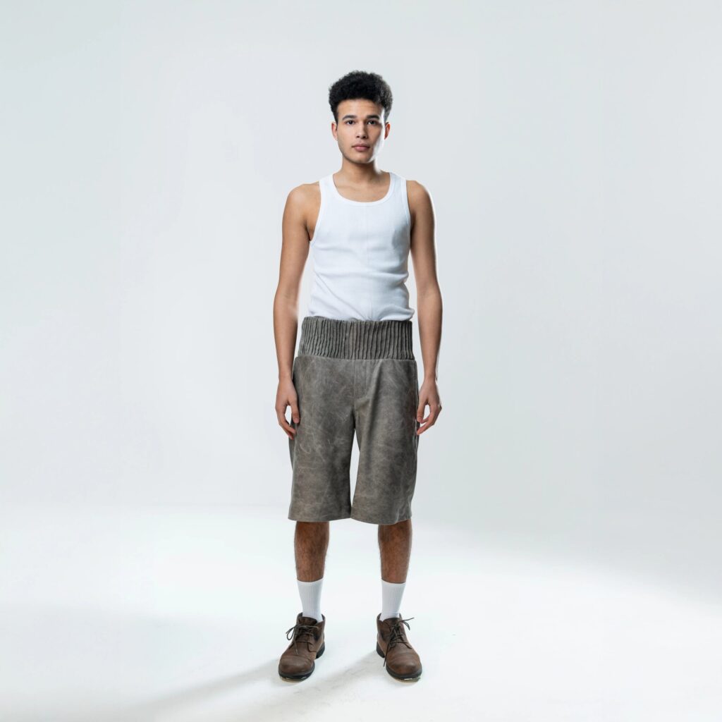 Box Leather Shorts - Grey - immagine 7