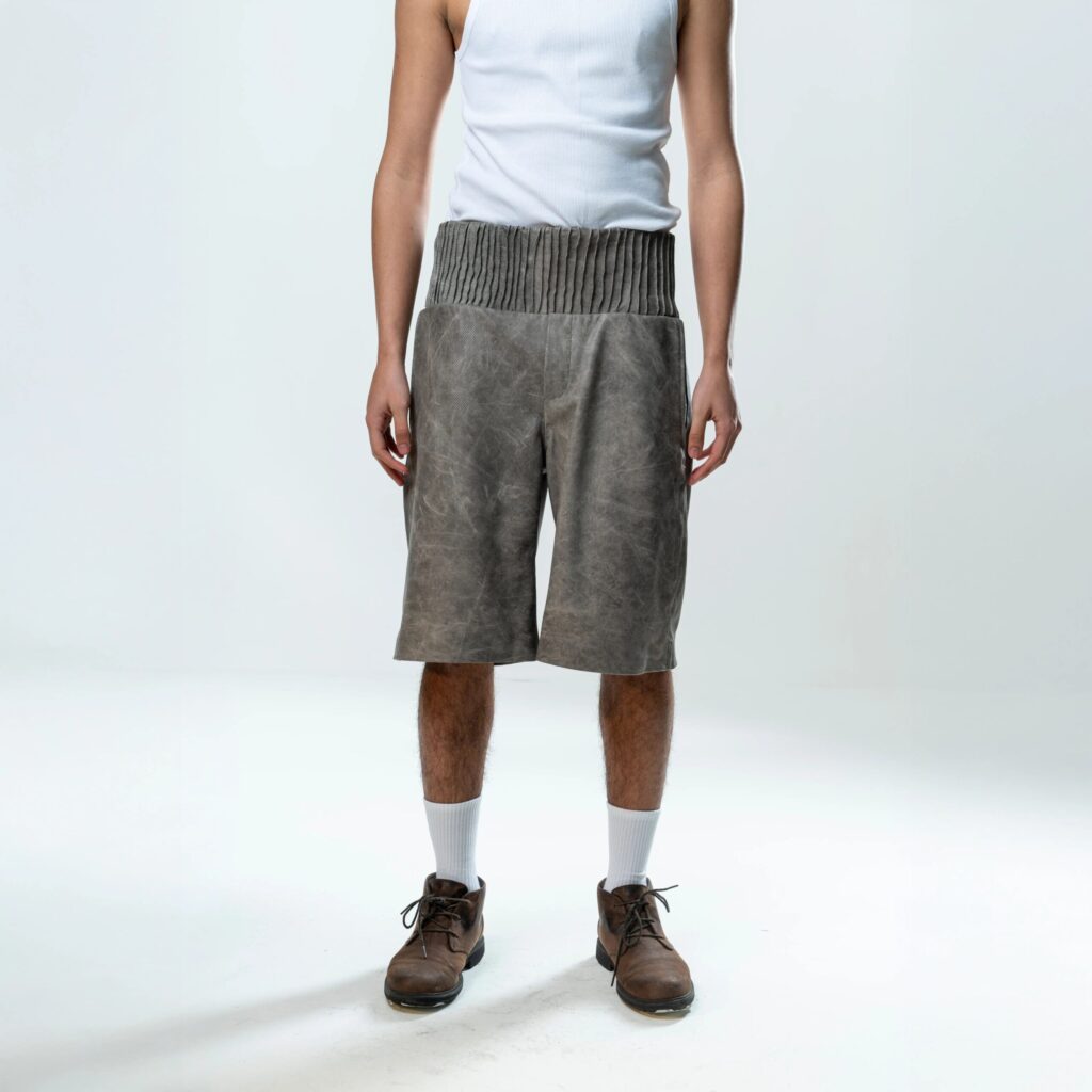 Box Leather Shorts - Grey - immagine 10