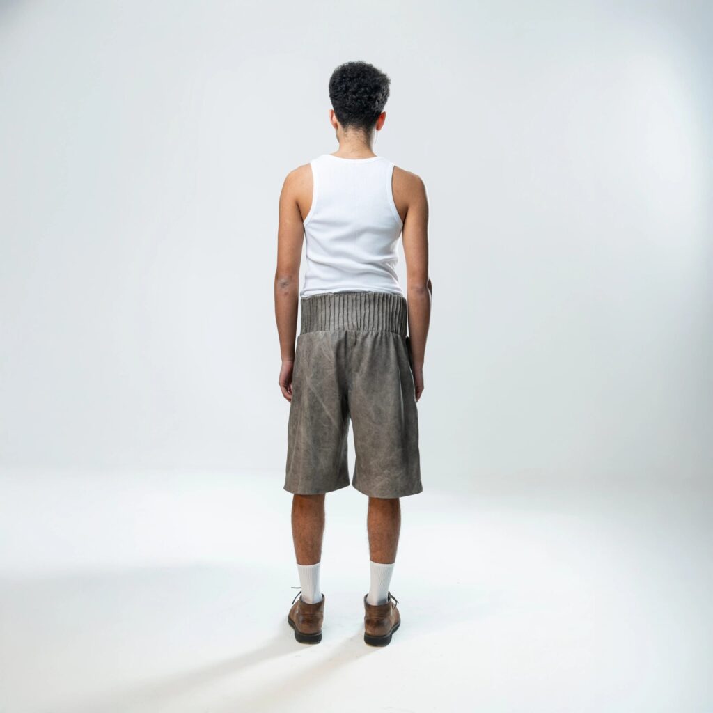 Box Leather Shorts - Grey - immagine 8