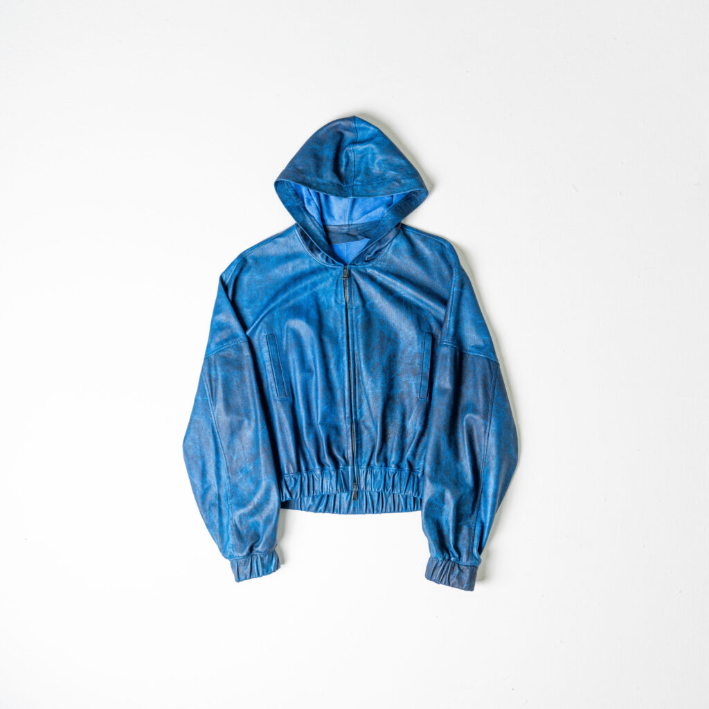 Perforated Leather Hoodie - Blue