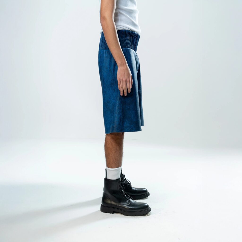 Box Leather Shorts - Blue - immagine 11