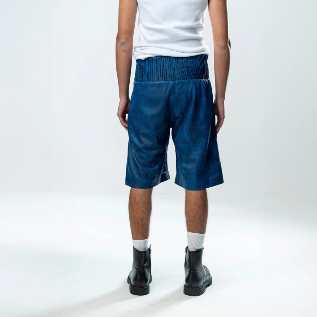 Box Leather Shorts - Blue - immagine 12