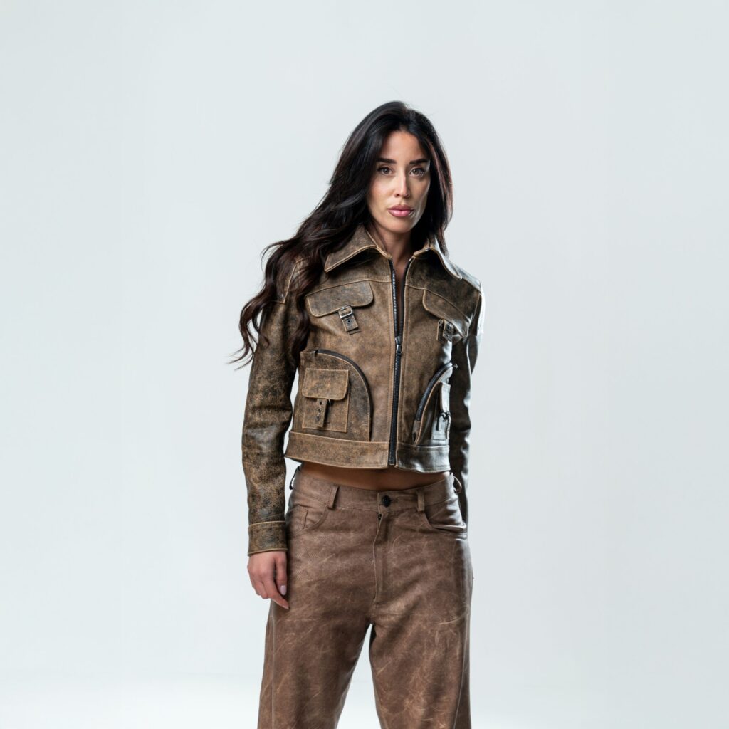 Circular Leather Jacket Woman - Brown - immagine 3