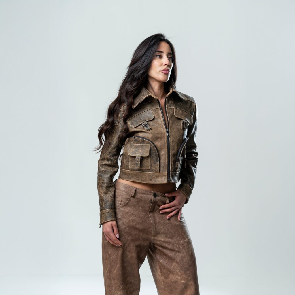 Circular Leather Jacket Woman - Brown - immagine 4