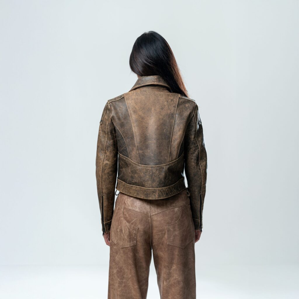 Circular Leather Jacket Woman - Brown - immagine 5