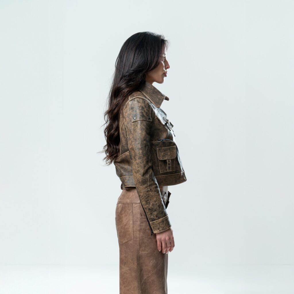Circular Leather Jacket Woman - Brown - immagine 6