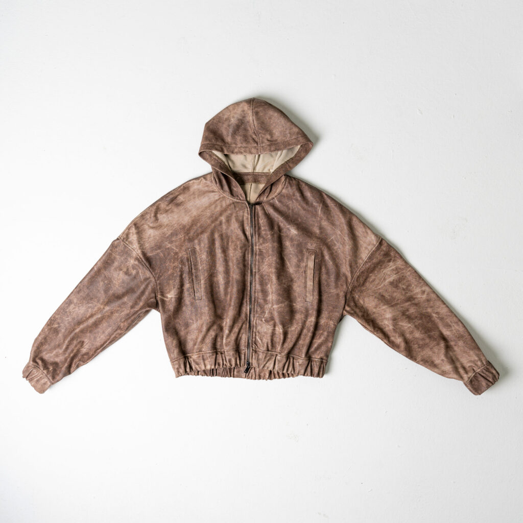 Perforated Leather Hoodie - Brown - immagine 9