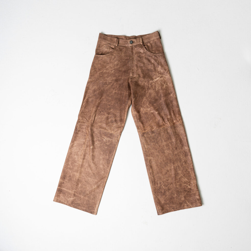 Perforated Leather Pants - Brown