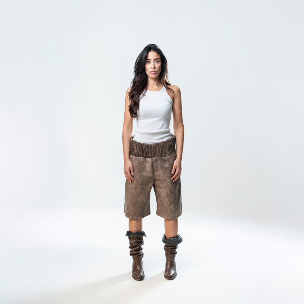 Box Leather Shorts - Brown - immagine 5