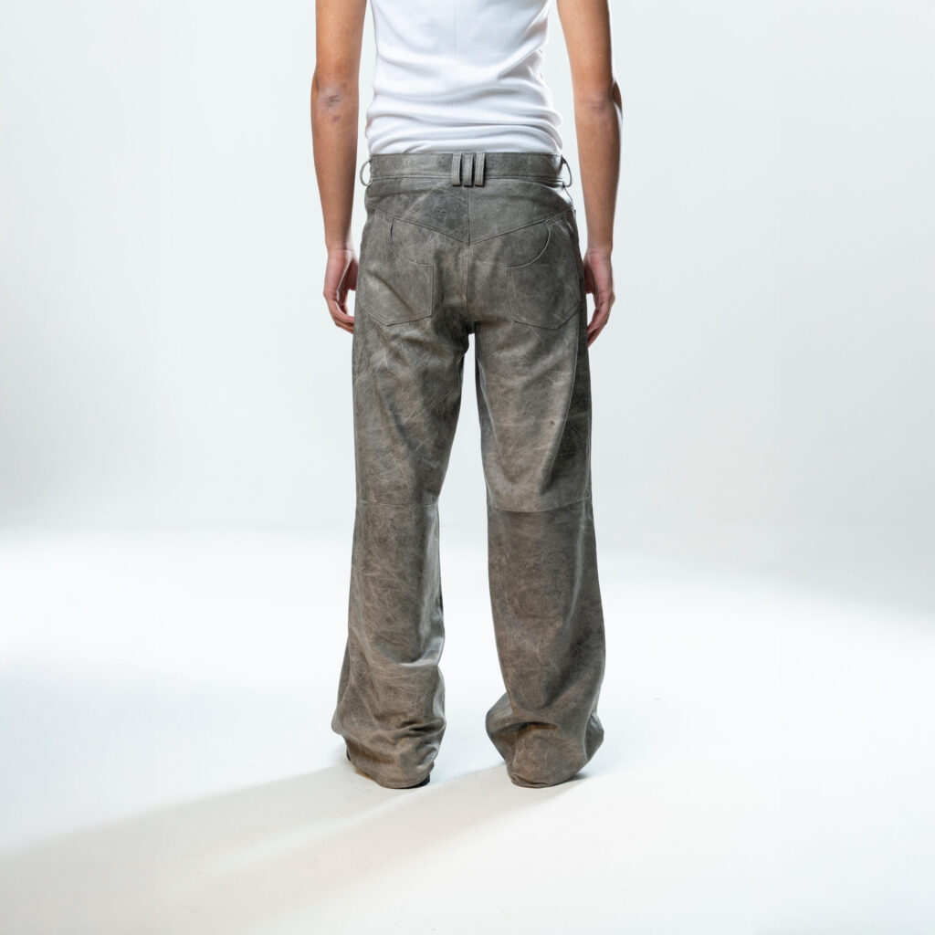 Perforated Leather Pants - Grey - immagine 3