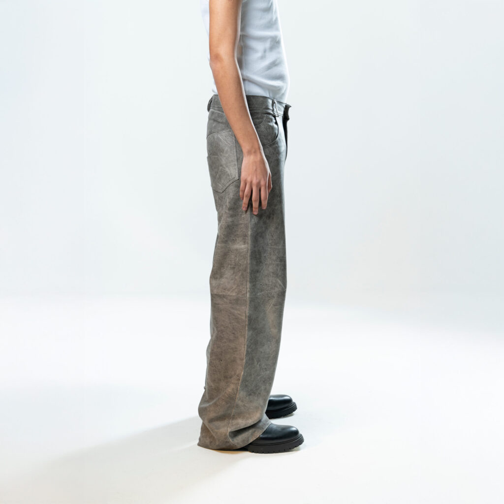 Perforated Leather Pants - Grey - immagine 5