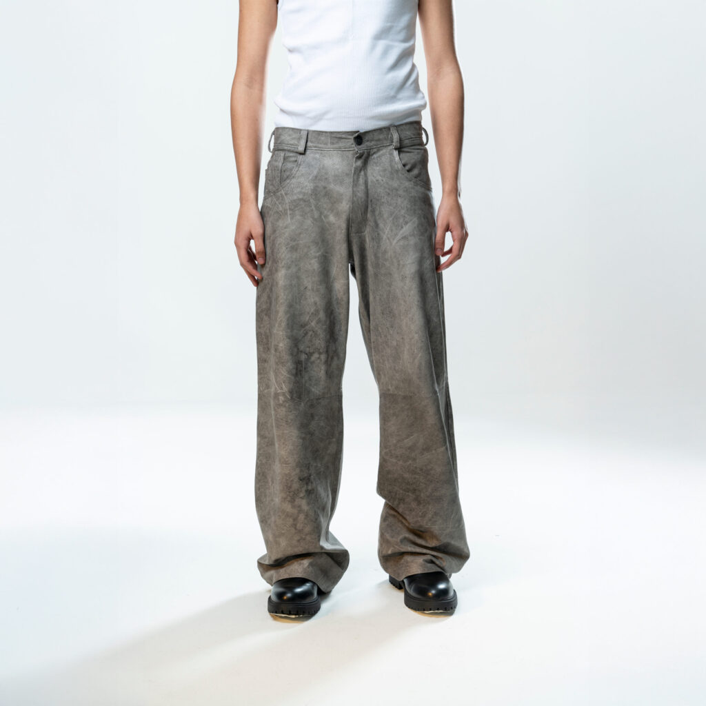 Perforated Leather Pants - Grey - immagine 2