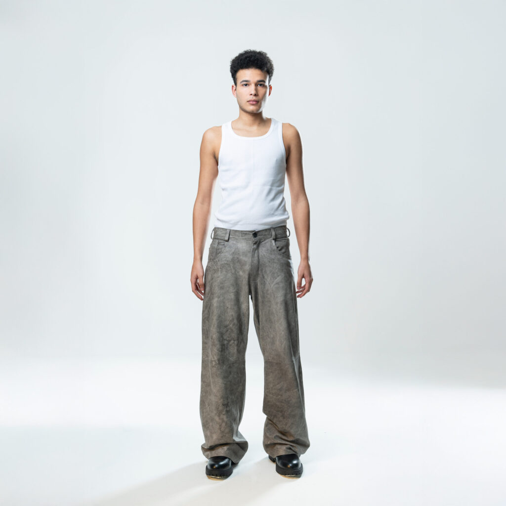 Perforated Leather Pants - Grey - immagine 4