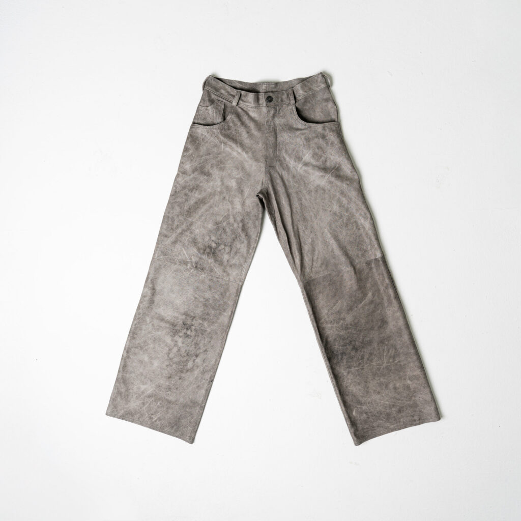 Perforated Leather Pants - Grey