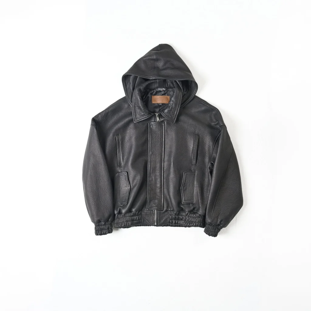 RAAS Black Leather Bomber