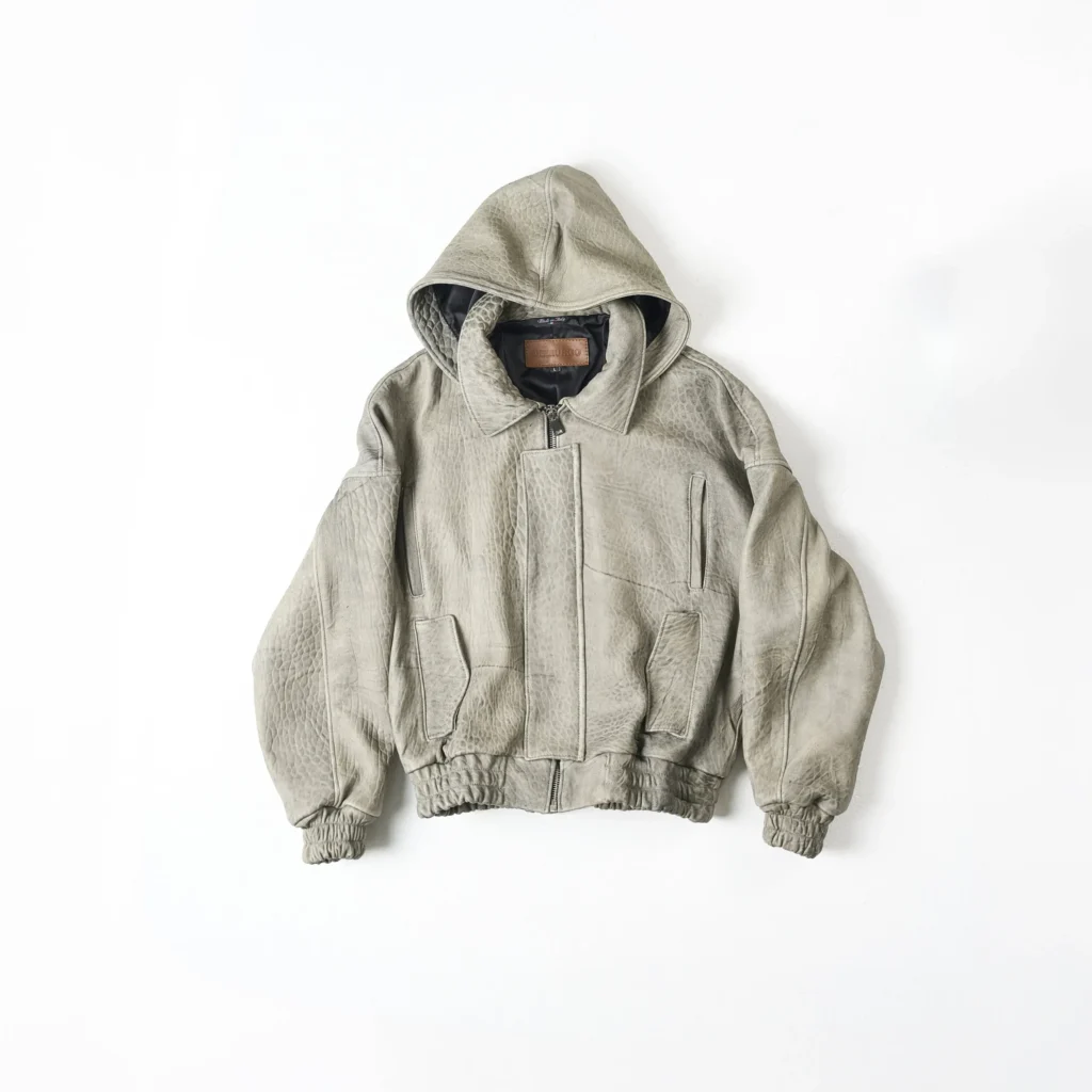 RAAS Grey Maltinto Leather Bomber