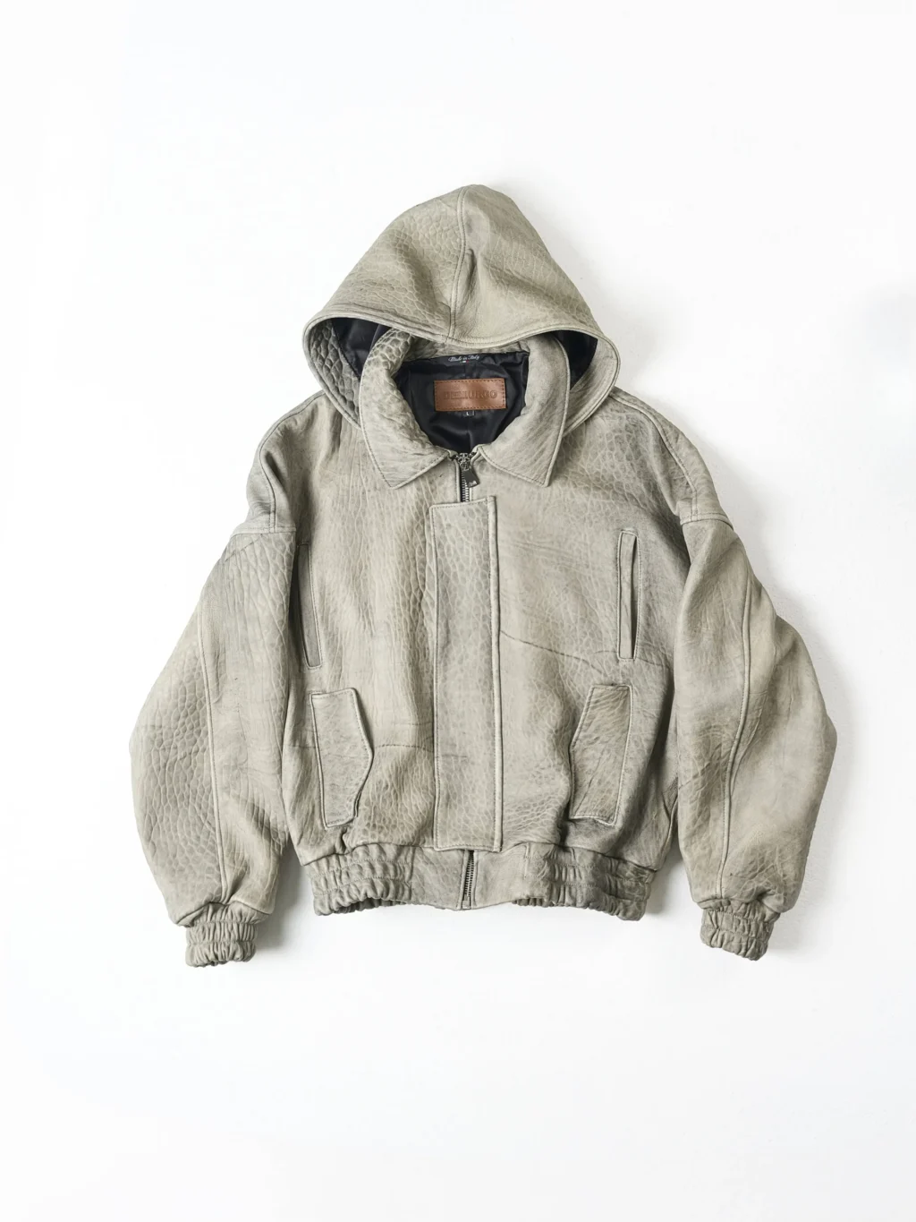 RAAS Grey Maltinto Leather Bomber