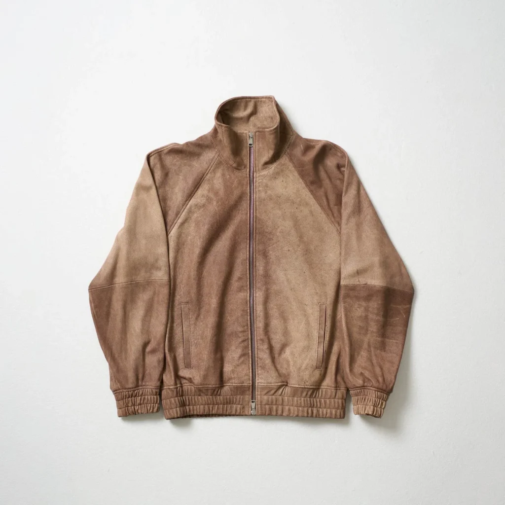 Perforated Leather Track Jacket - Light Brown