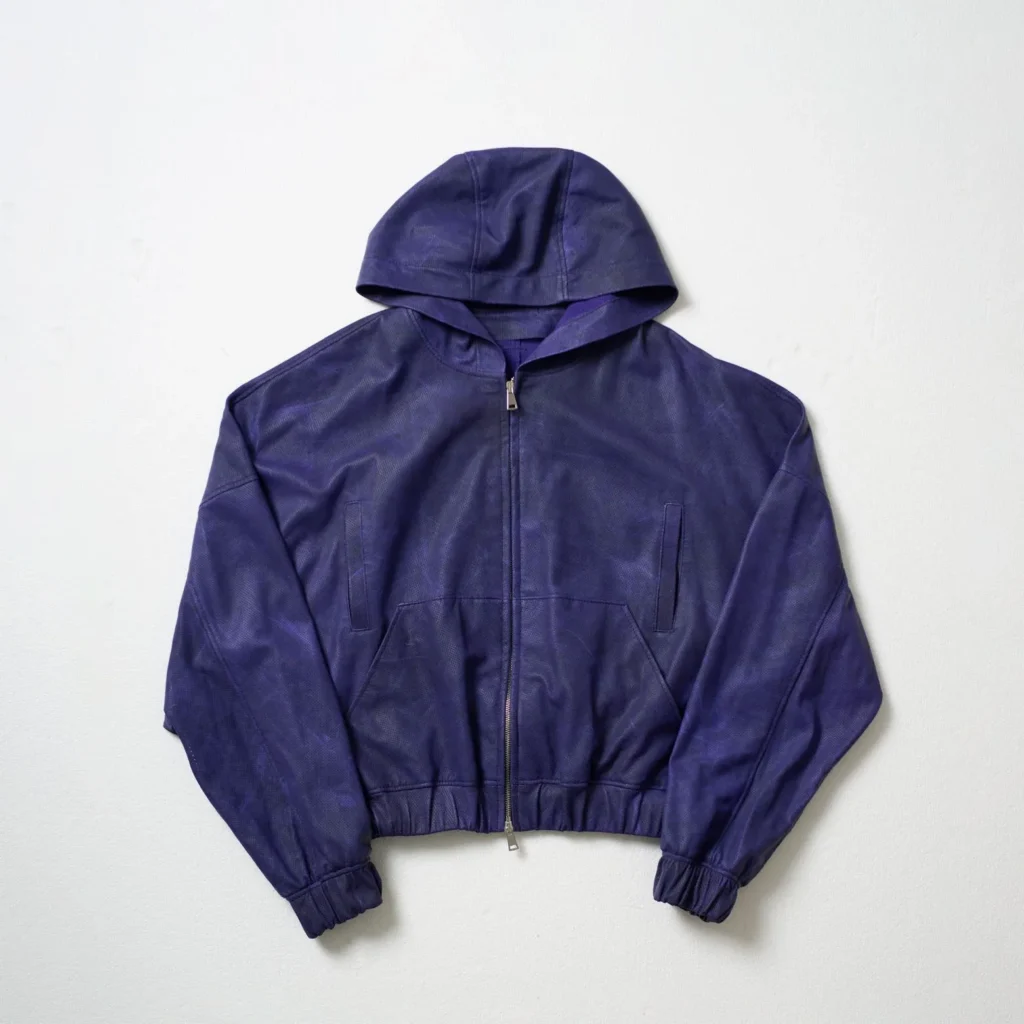 Perforated Leather Hoodie - Violet