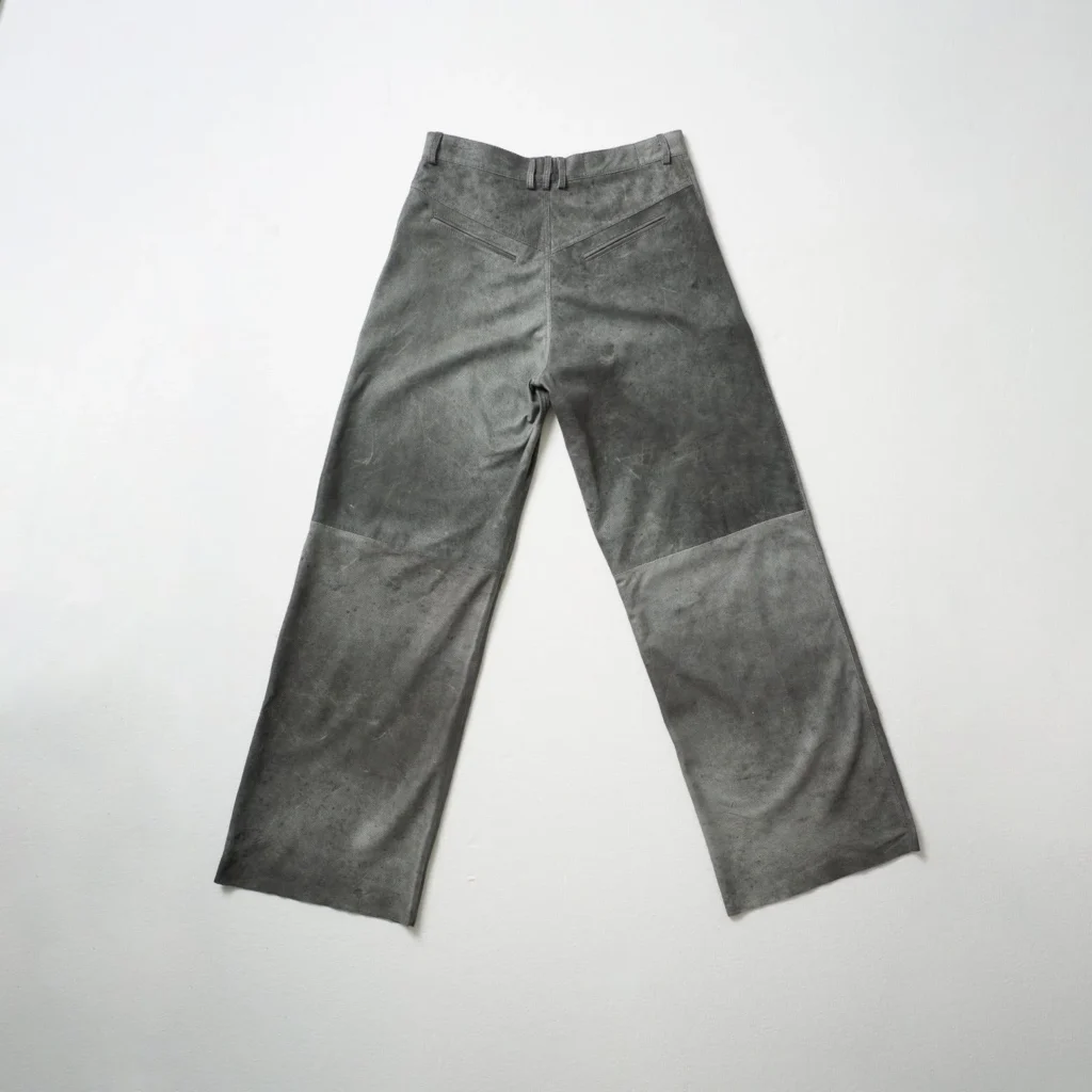 Perforated Leather Pants - Light Grey