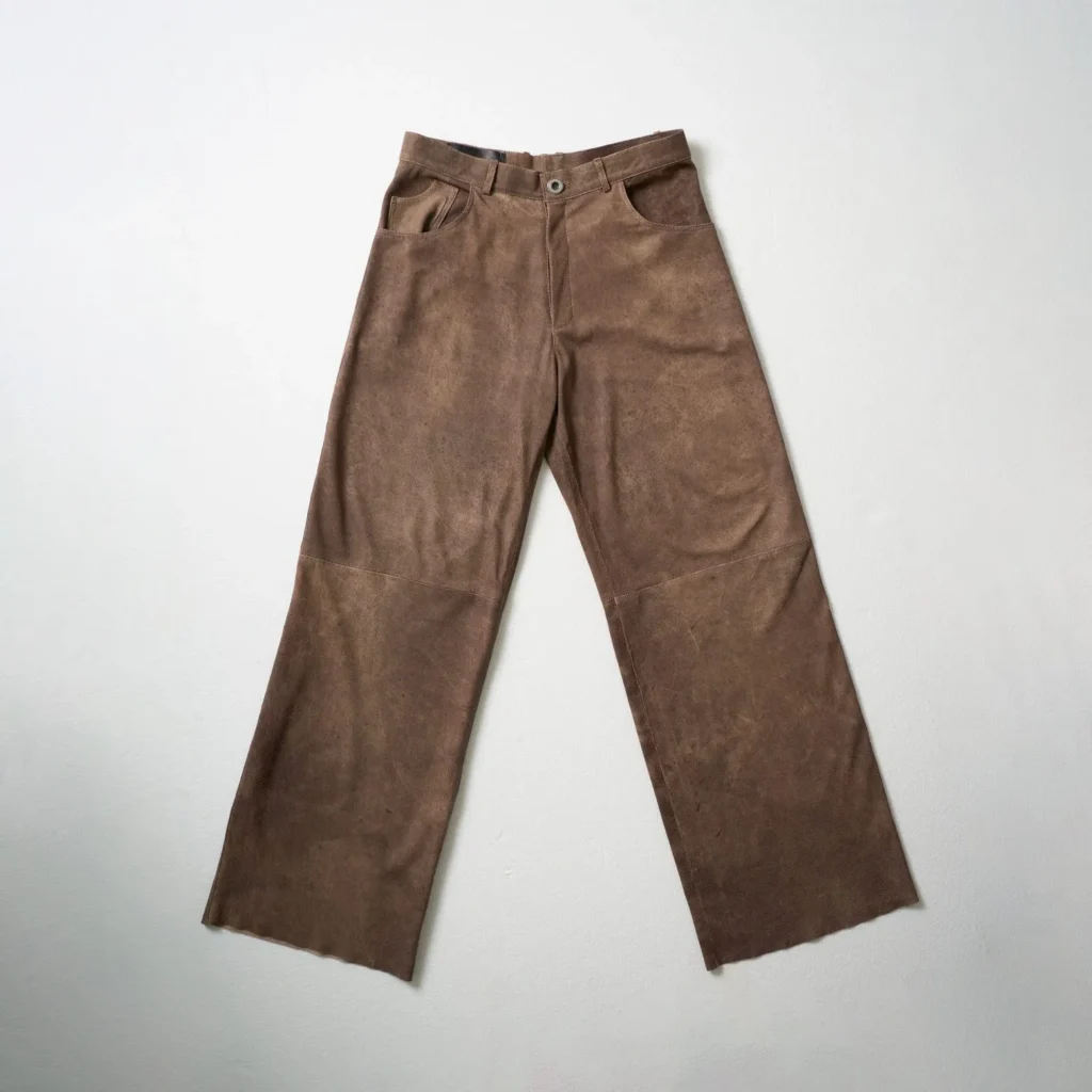 Perforated Leather Pants - Light Brown