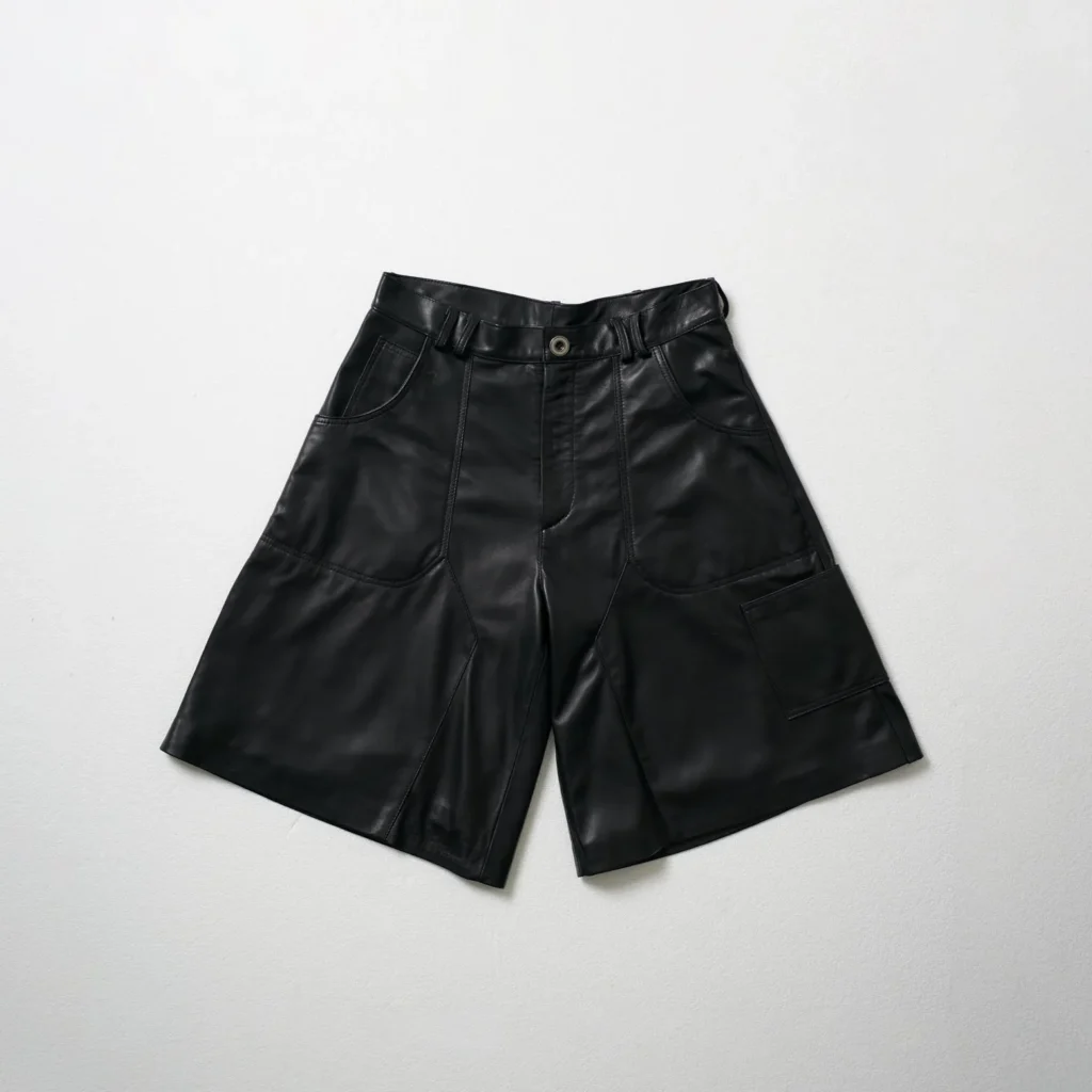 Black Nappa Leather Jorts