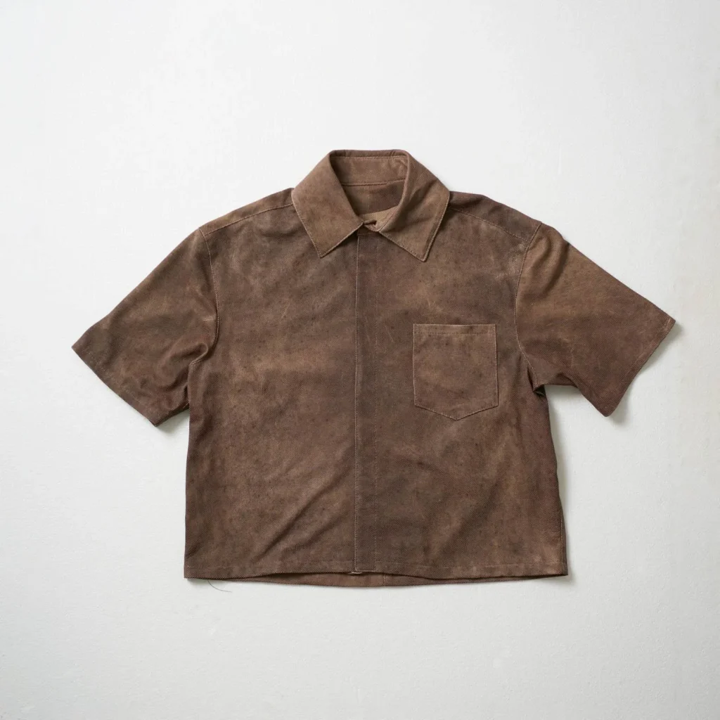 Perforated Leather Shirt - Light Brown